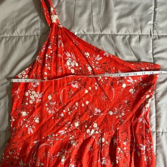 Free People All Mine One-Shoulder Mini Dress | Cherry Combo | Size L - Picture 11 of 11